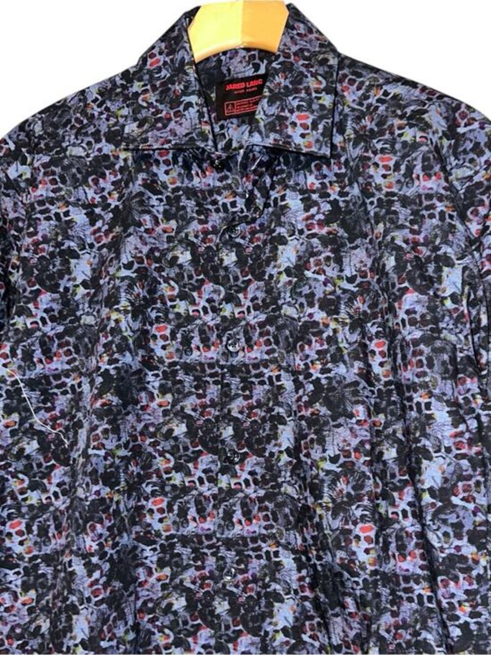 Jared Lang Men’s Size M Black Multicolor Abstract Print Button Down Shirt